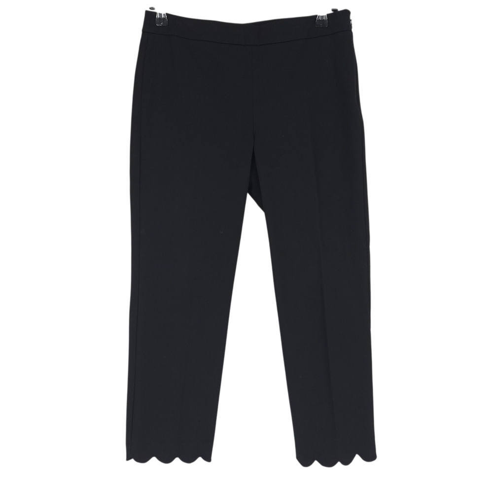 Talbots Chatham Crop Straight Dress Pants Black Mid Rise Scalloped Ankle Zip 4